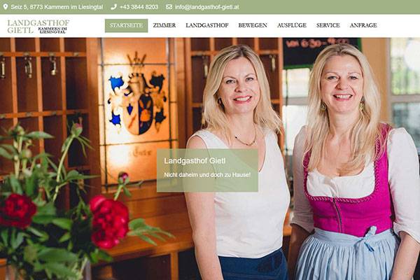 Screenshot der Website, abgebildet sind Barbara und Petra Gietl.