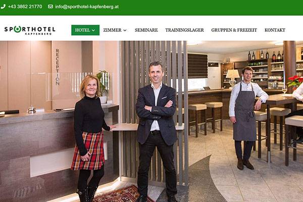 Screenshot der Homepage vom Stadthotel Kapfenberg